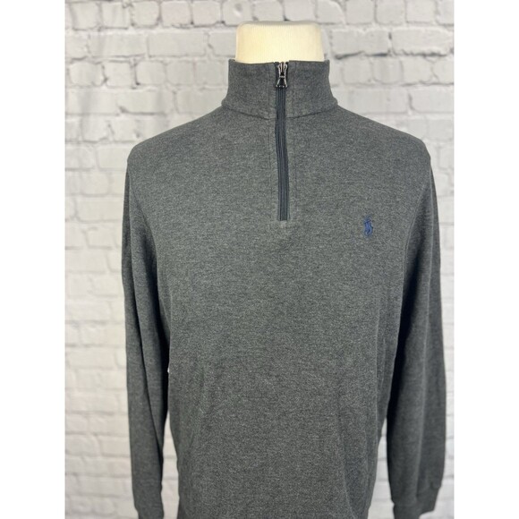 Polo Ralph Lauren Sweater Men M 1/4 Zip Pullover Gray 69%Cotton 29%Viscose Soft - Picture 3 of 7